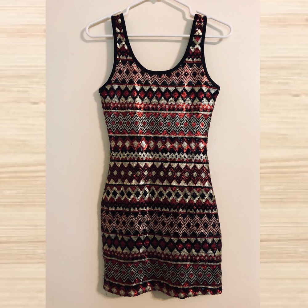 Flapper Red & Black Sequined Dress
